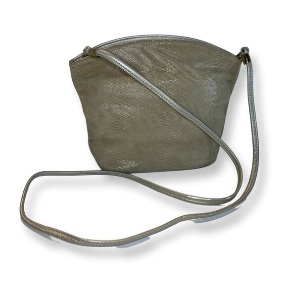 Valerie's Handbag, Tan shimmer Leather crossbody bag, zipper - Picture 1 of 9